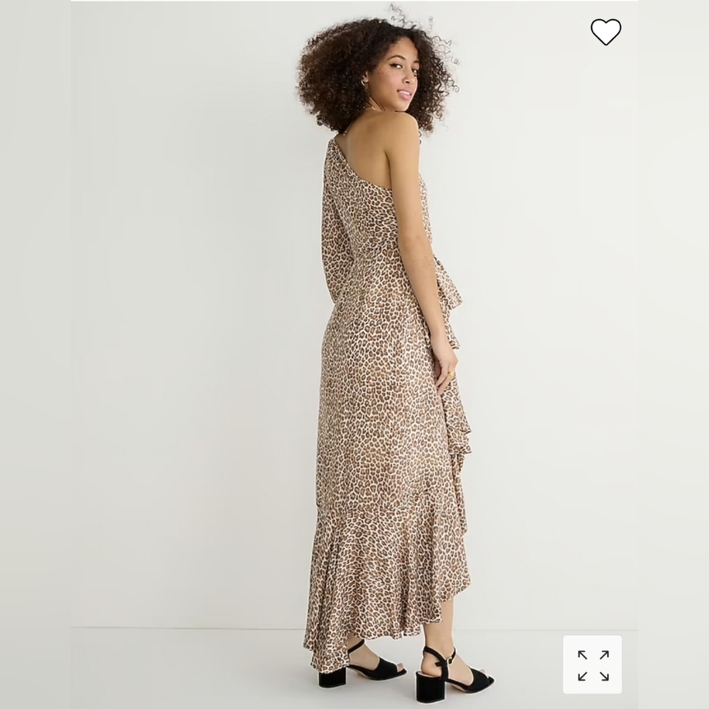 NWT J. Crew One-shoulder ruffle-hem dress in leopard, size 2 - Picture 3 of 9